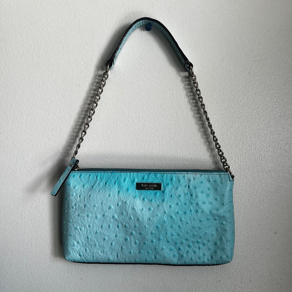 Kate Spade Blue Wellesley Ostrich Clutch